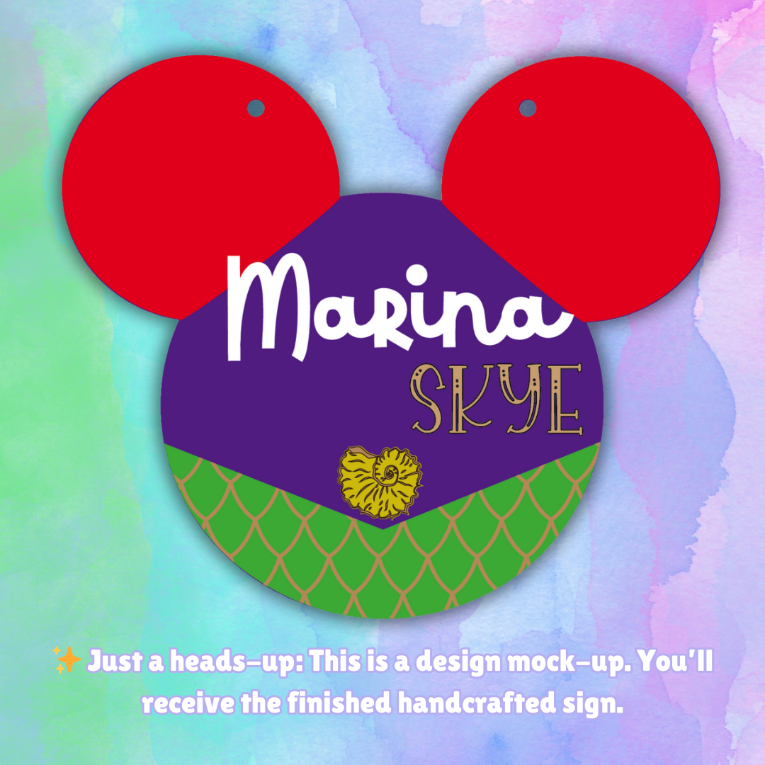 Enchanted Ears | Custom | Mermaid Princess Personalized Name Sign