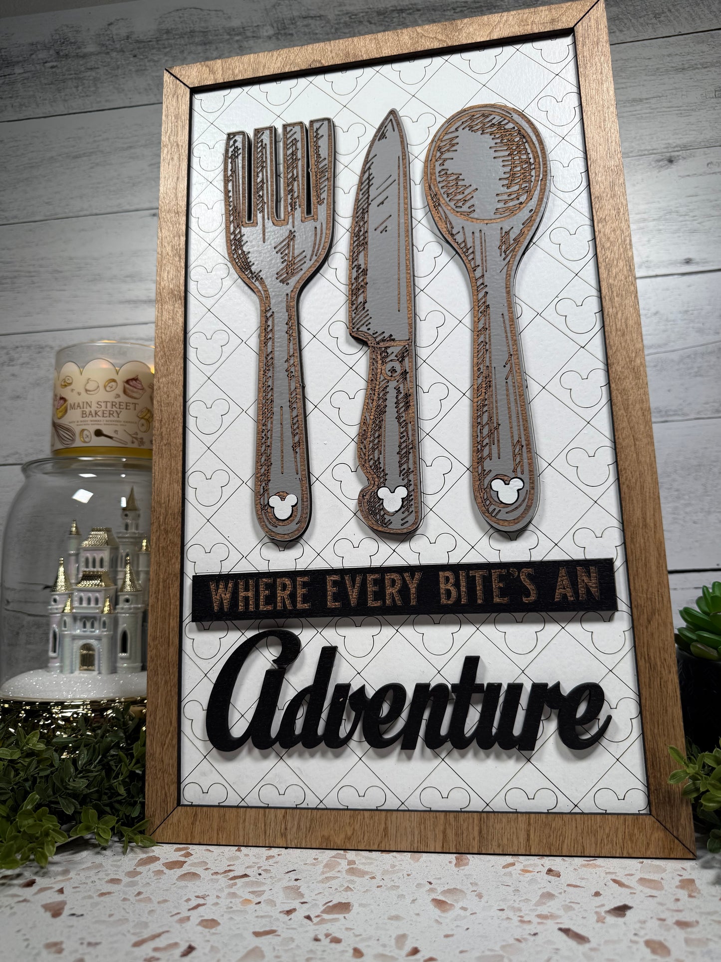 Every Bite Fork Knife Park-Inspired Framed Sign