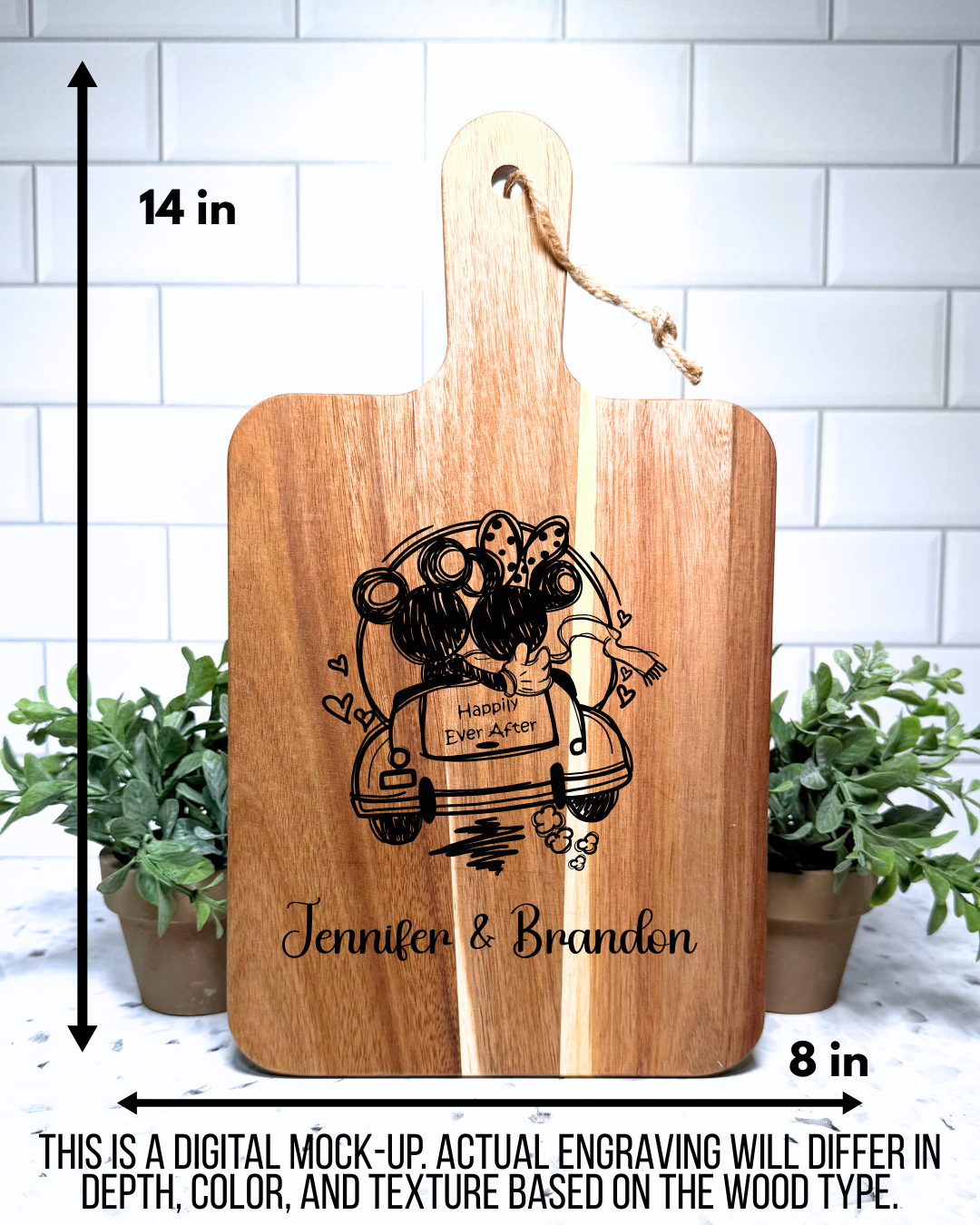 The Classic Paddle CUSTOM Magical Charcuterie and Cutting Board – 8" x 14" Acacia