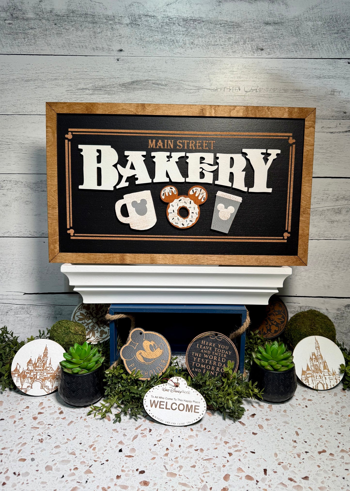 Main Street Bakery Park-Inspired Framed Sign - Black & White
