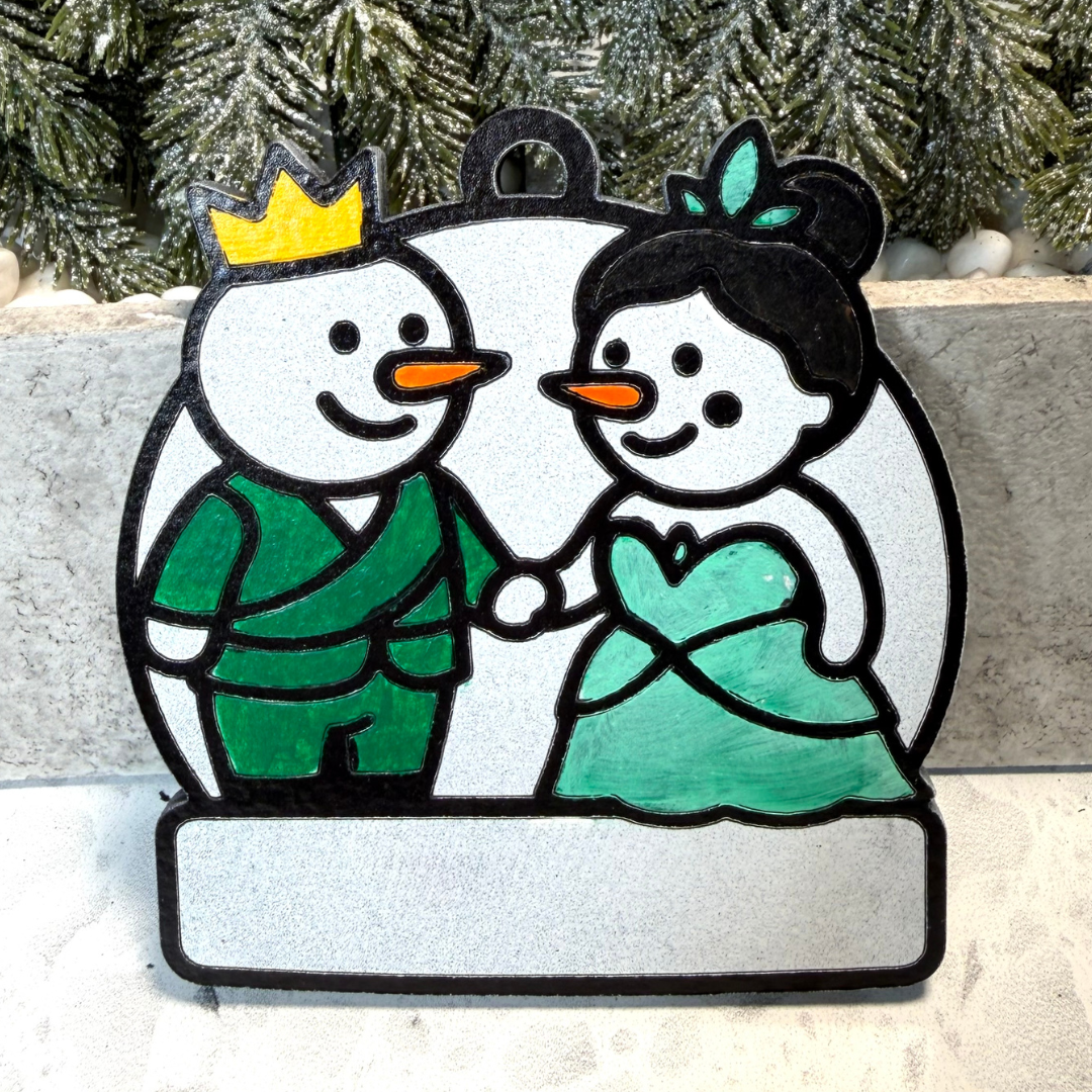 Royal Bayou Couple Snowman Ornament—Personalize