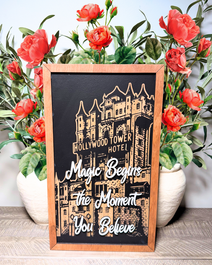 Magic Begins Hotel Icon Framed Wall Sign