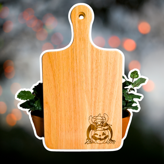 HalloweenStitch  Wooden Bread / Charcuterie Cutting Board with Handle