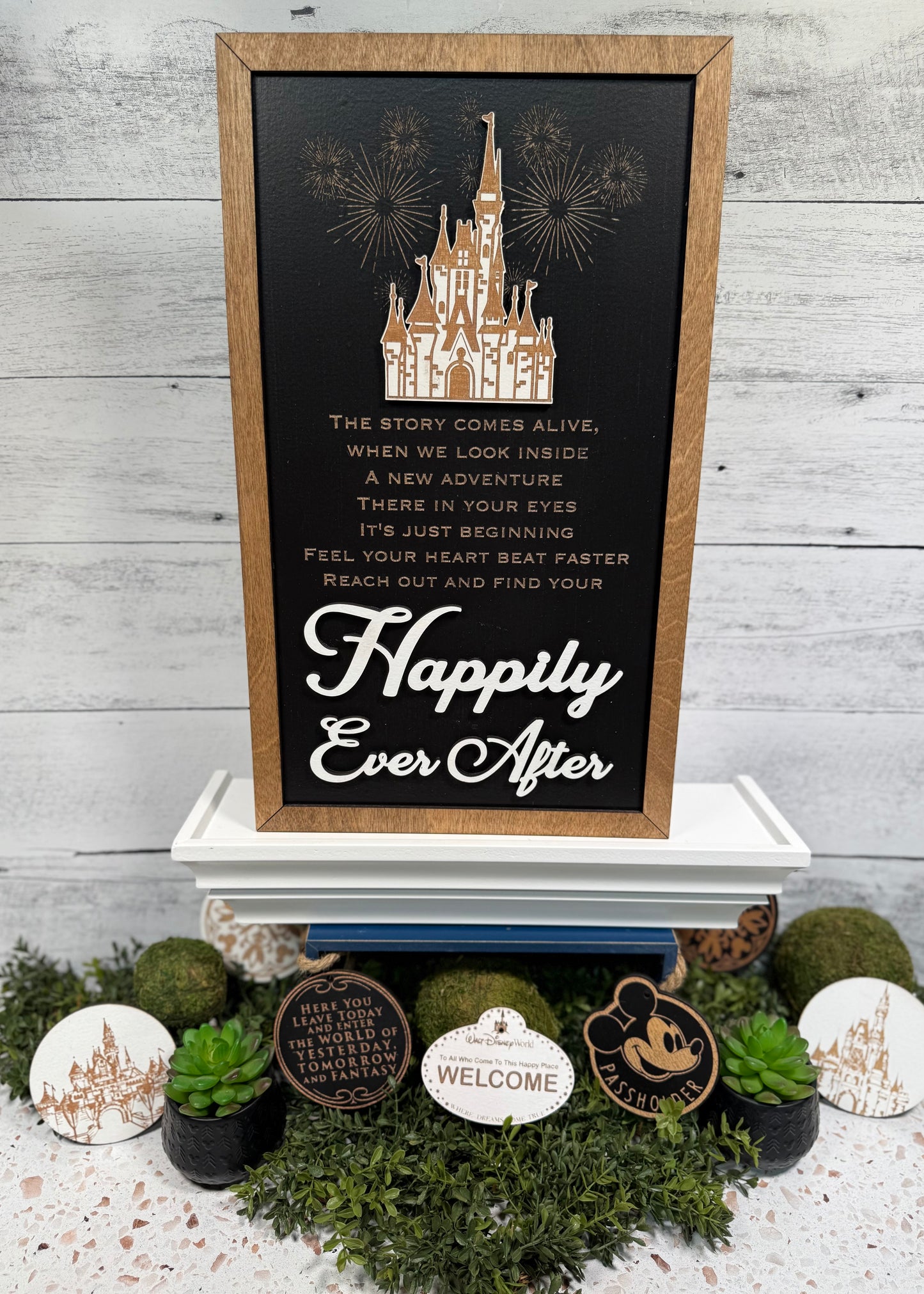 Reach Out & Find Your Happily Ever After | Park-Inspired Framed Sign