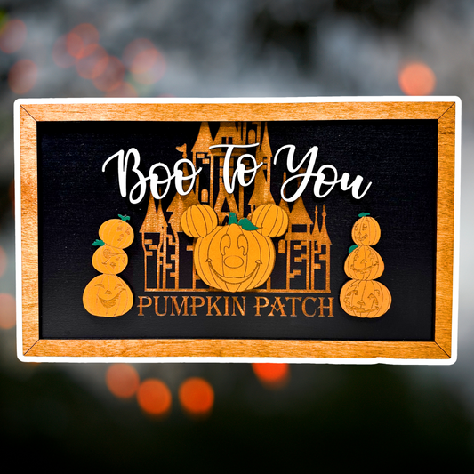 Boo To You Pumpkin Patch Framed Halloween Sign