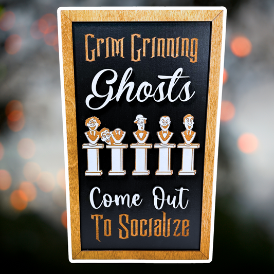 Ghost Social Framed Halloween Sign