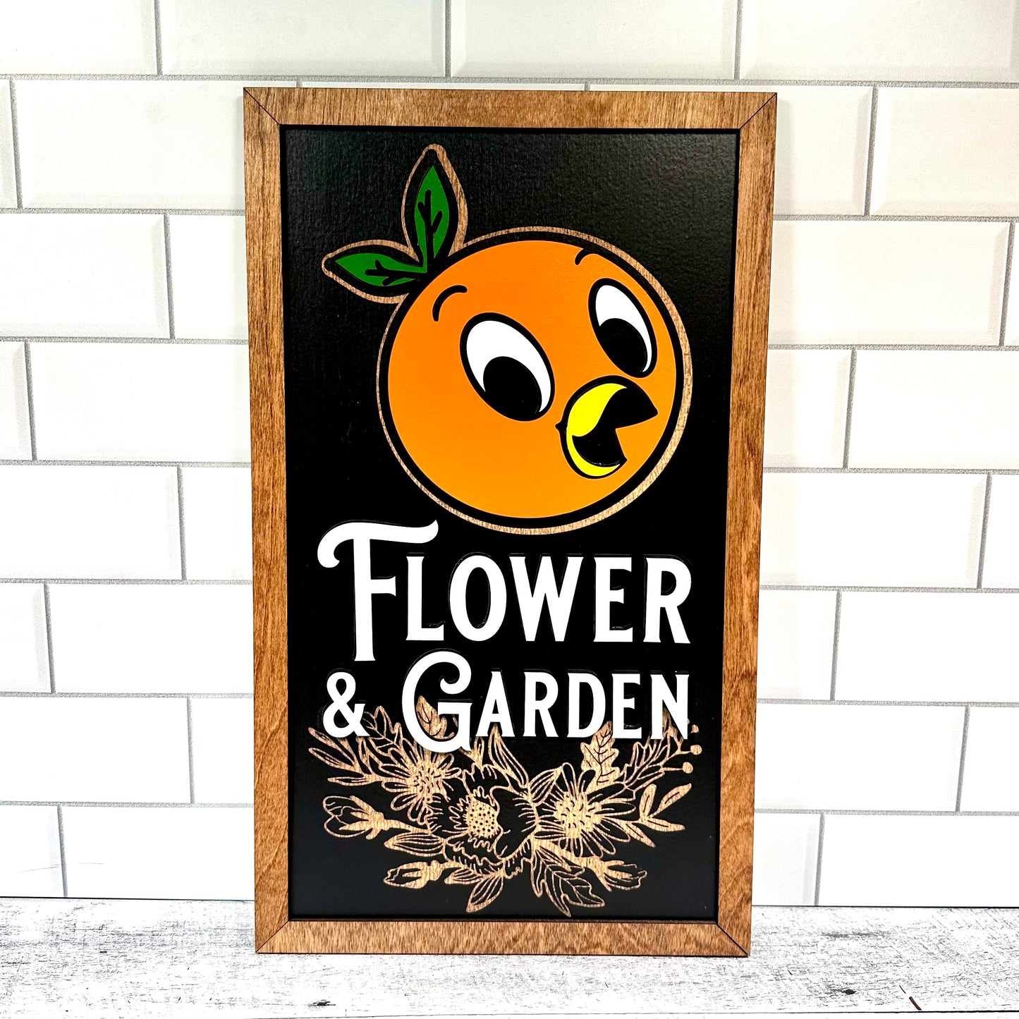 Orange Flower & Garden Park-Inspired Framed Sign