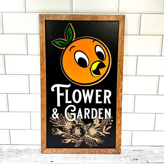 Orange Flower & Garden Park-Inspired Framed Sign