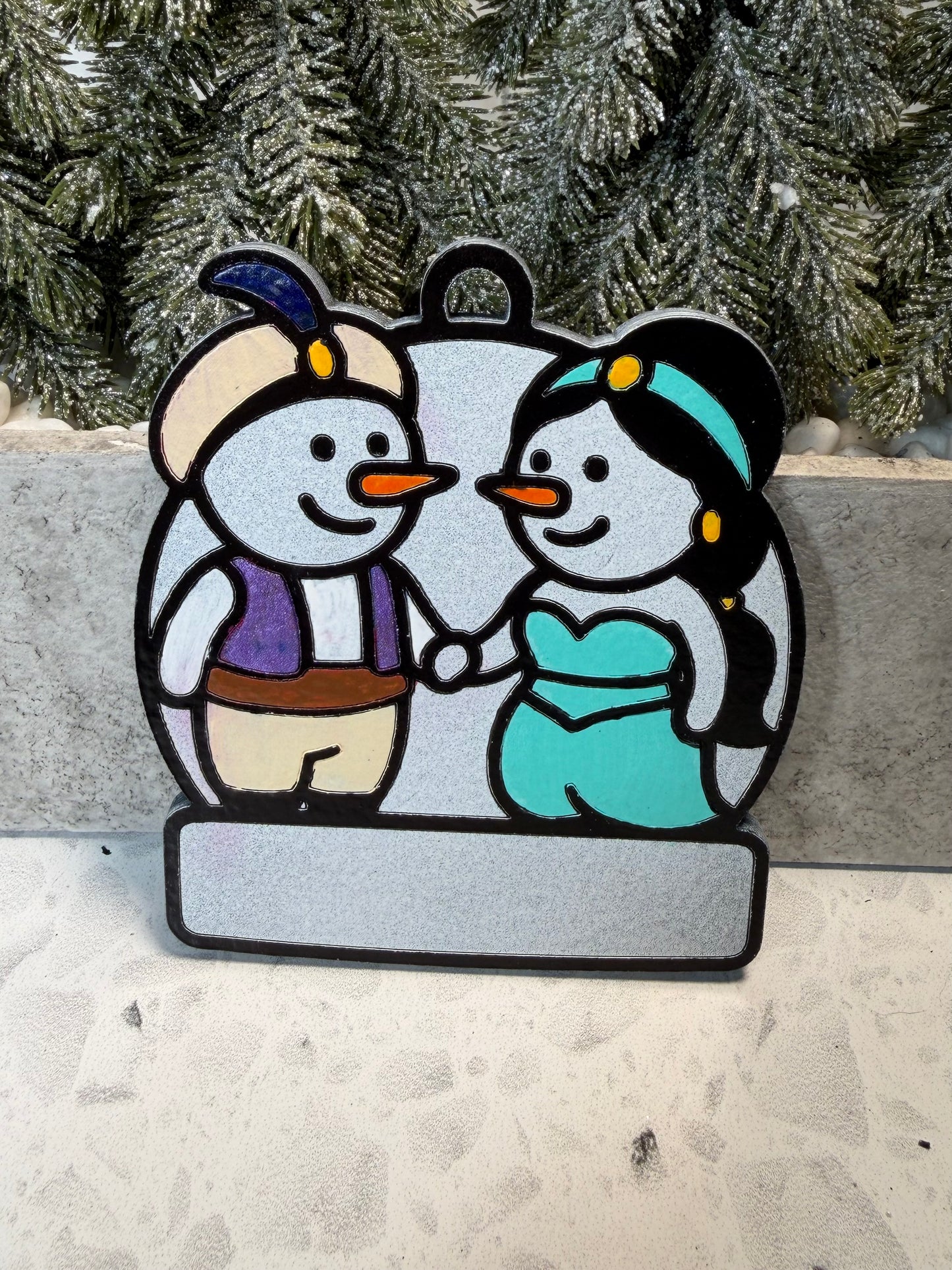 Arabian Nights Royal Couple Snowman Ornament—Personalize