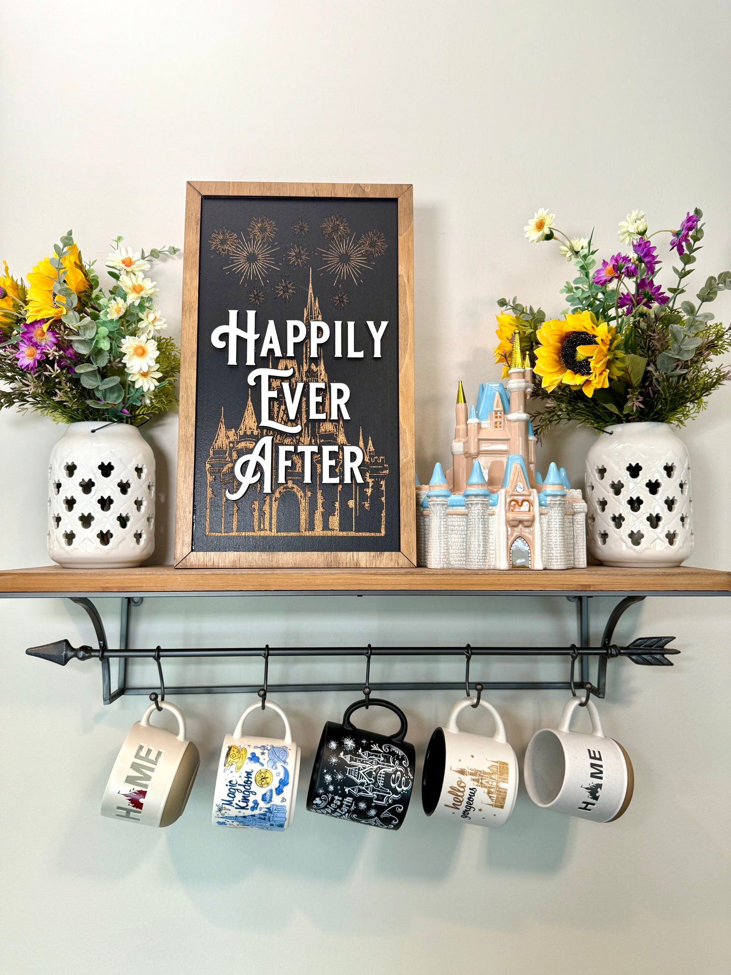 Happily Ever After Nighttime Spectacular Park-Inspired Framed Sign | Wooden Wall Art & Handmade Home Decor | 10.9in x 18.5in