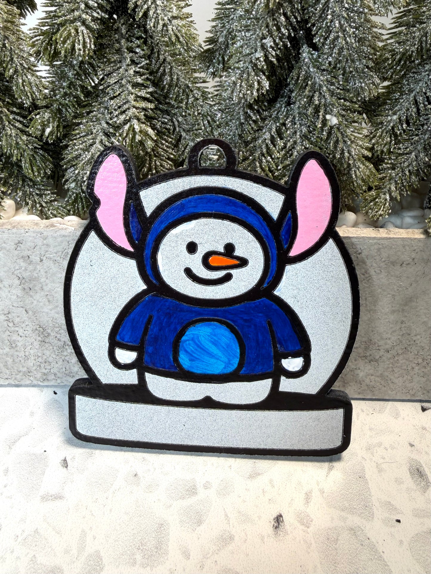 Blue Mischief Snowman Ornament—Personalize