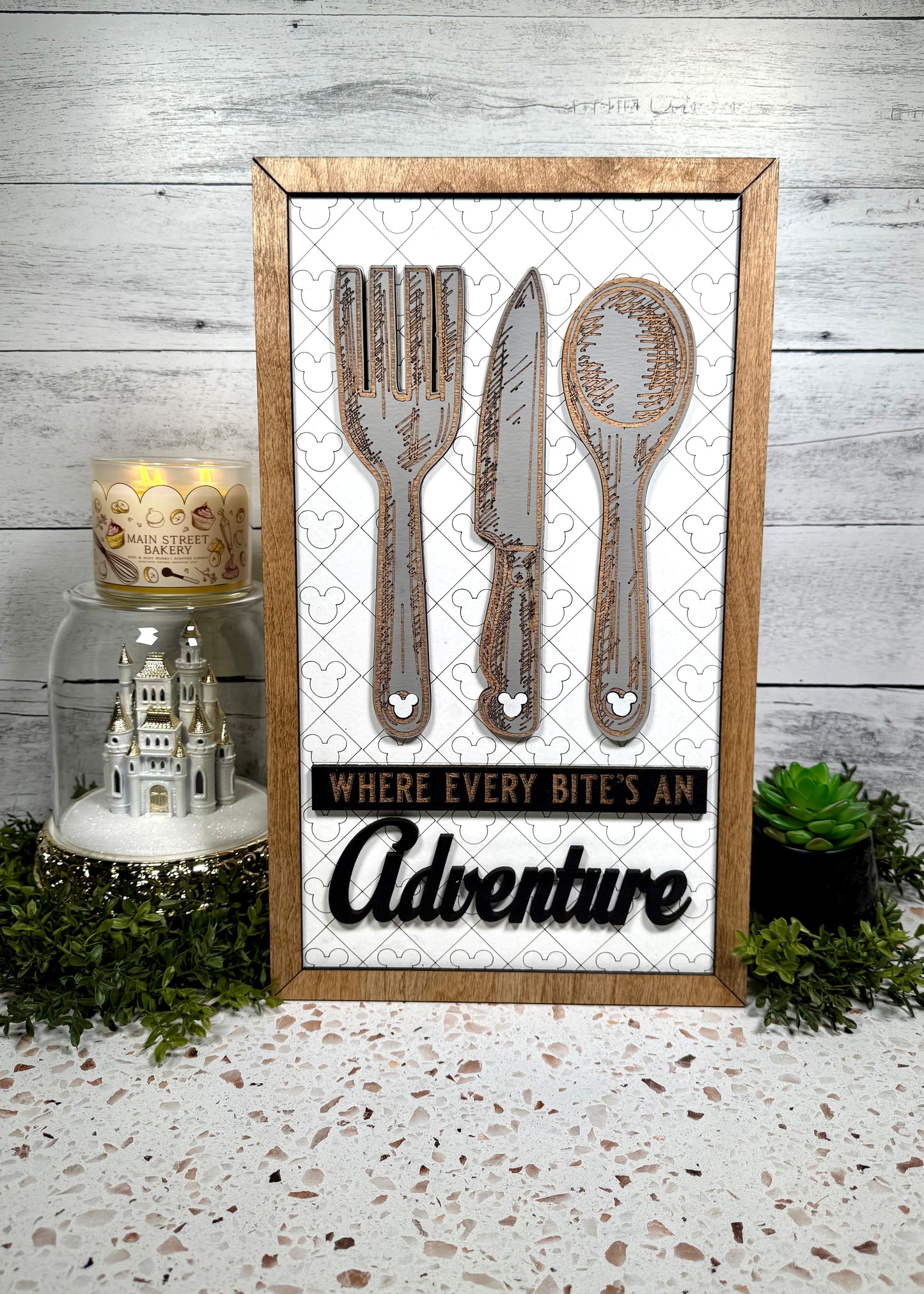 Every Bite Fork Knife Park-Inspired Framed Sign