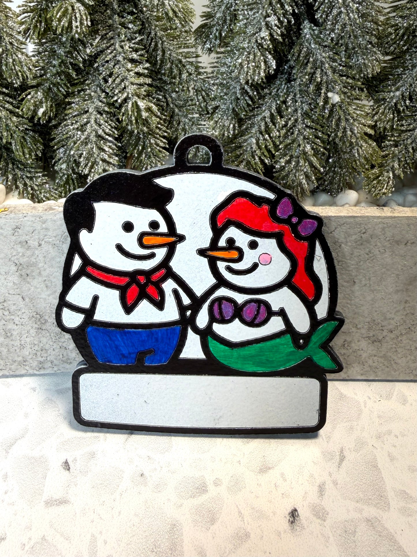 Mermaid’s Dream Snowman Duo Ornament—Personalize
