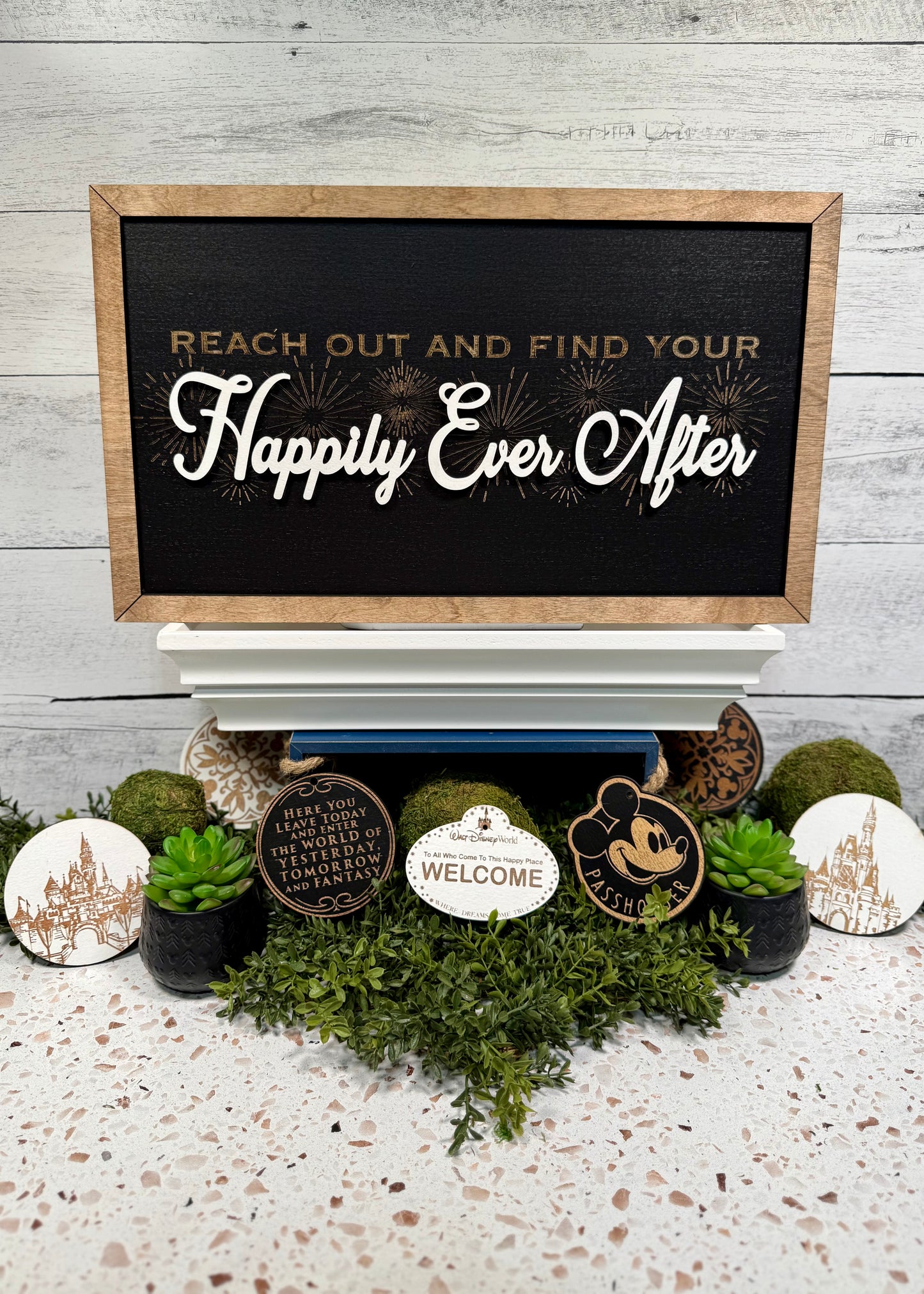 Original Happily Ever After Park-Inspired Framed Sign