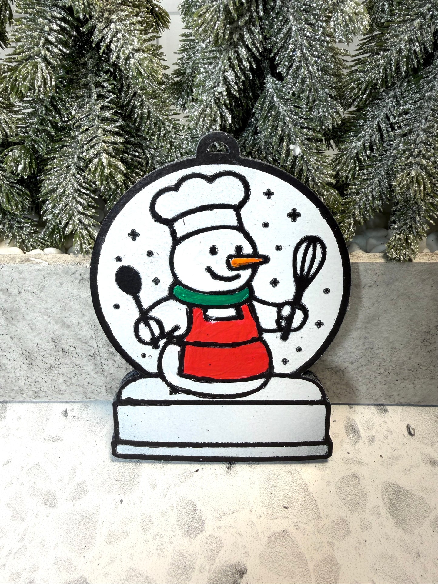 Magical Boy Chef Snowman Ornament—Customizable