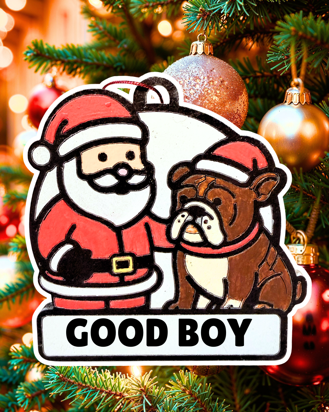 Santa and His Good Boy/Girl Bulldog —Personalize (Copy)