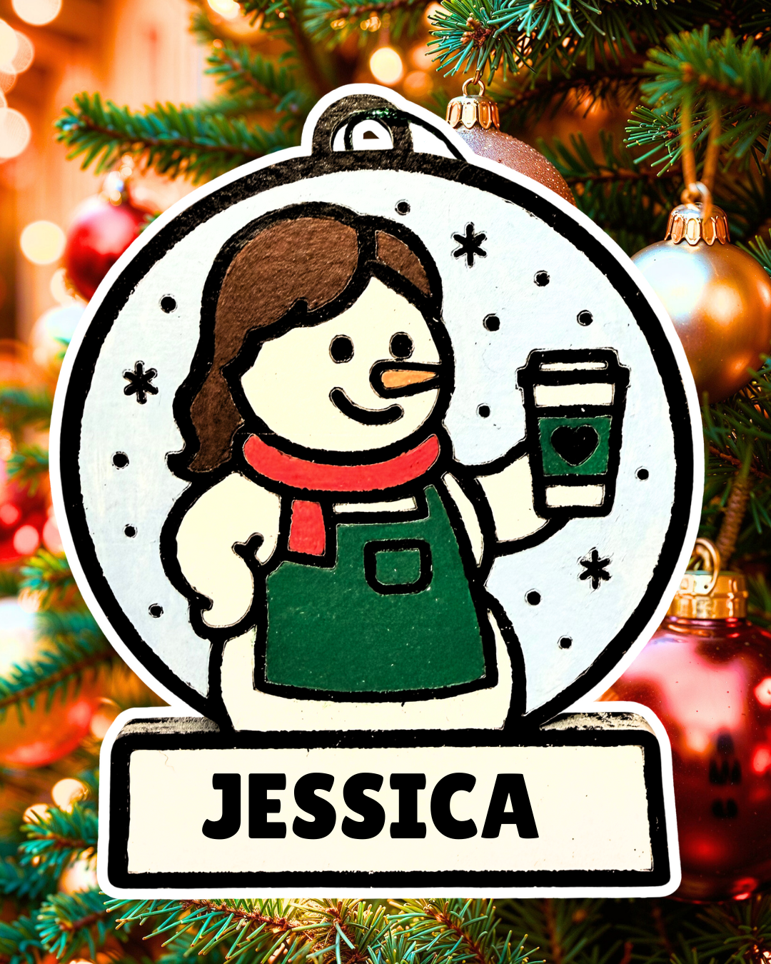 Magical Barista Snowman Ornament—Customizable