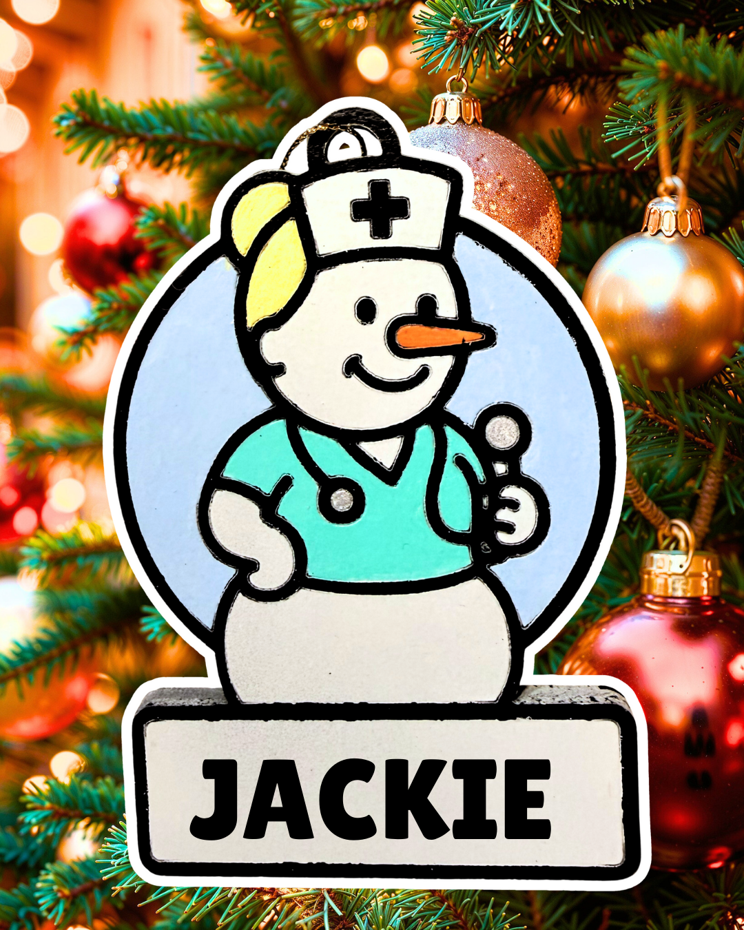 Enchanting Medical Professional Snowman Ornament—Customizable