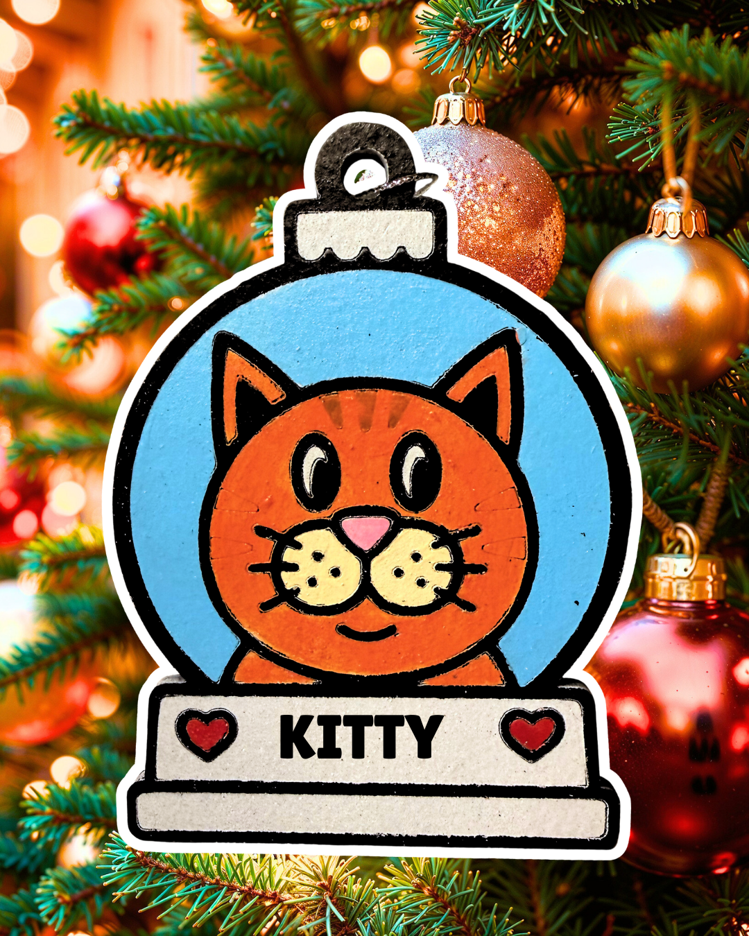 Enchanting Cat Snow Globe Ornament—Customizable