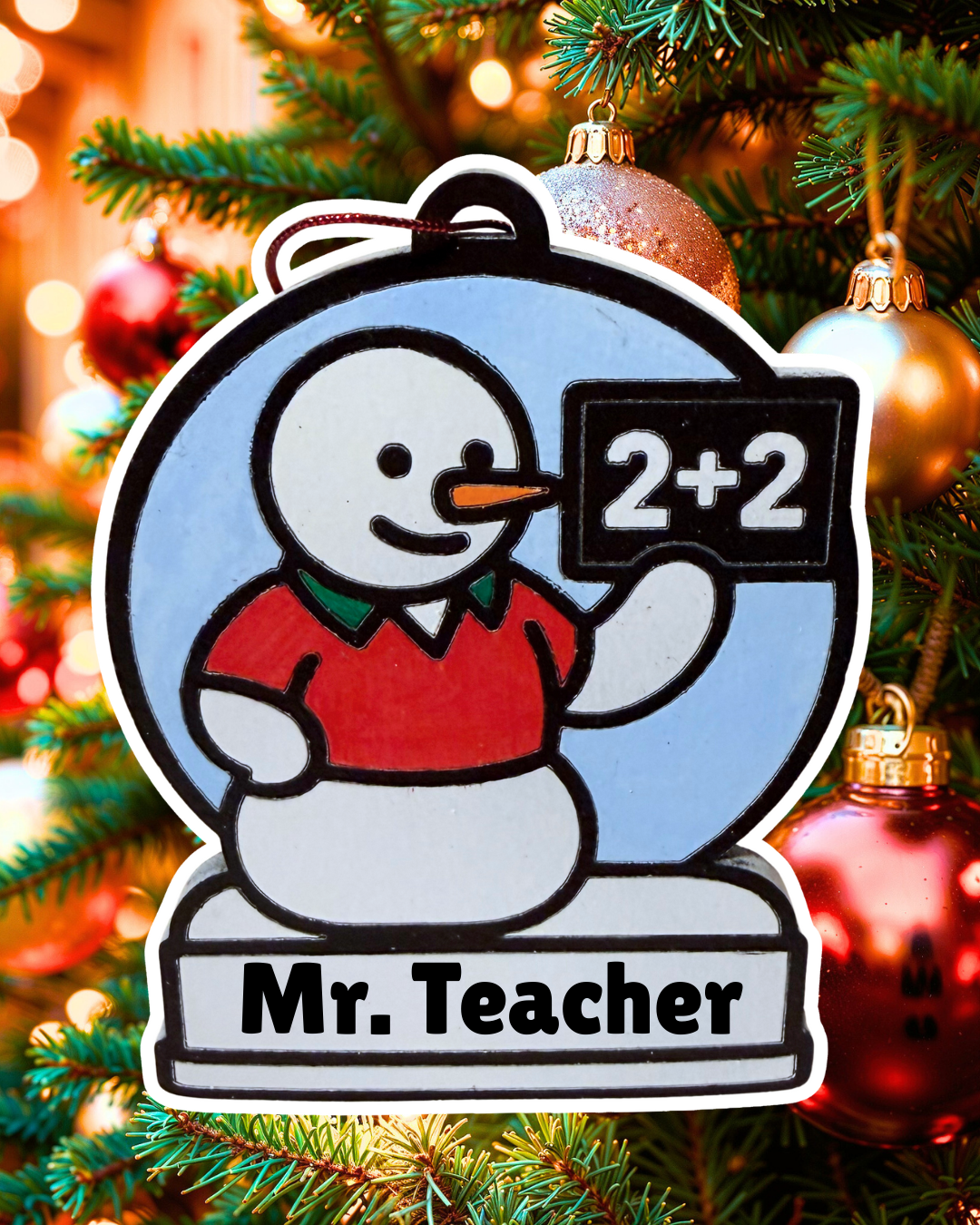 Enchanting Teacher Snowman Ornament—Customizable