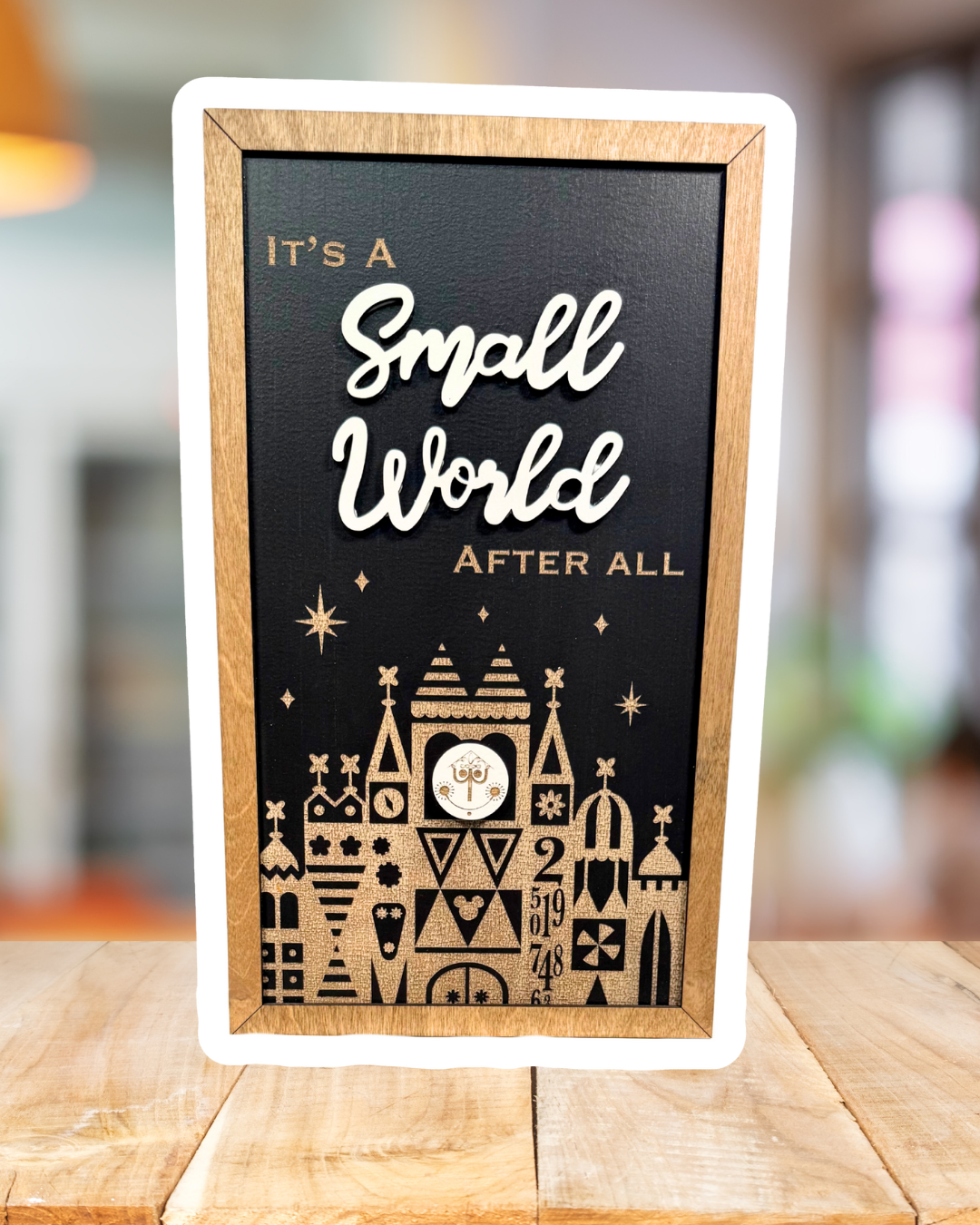 It’s A Small World Park-Inspired Framed Sign | Wooden Wall Art & Handmade Home Decor | 10.9in x 18.5in