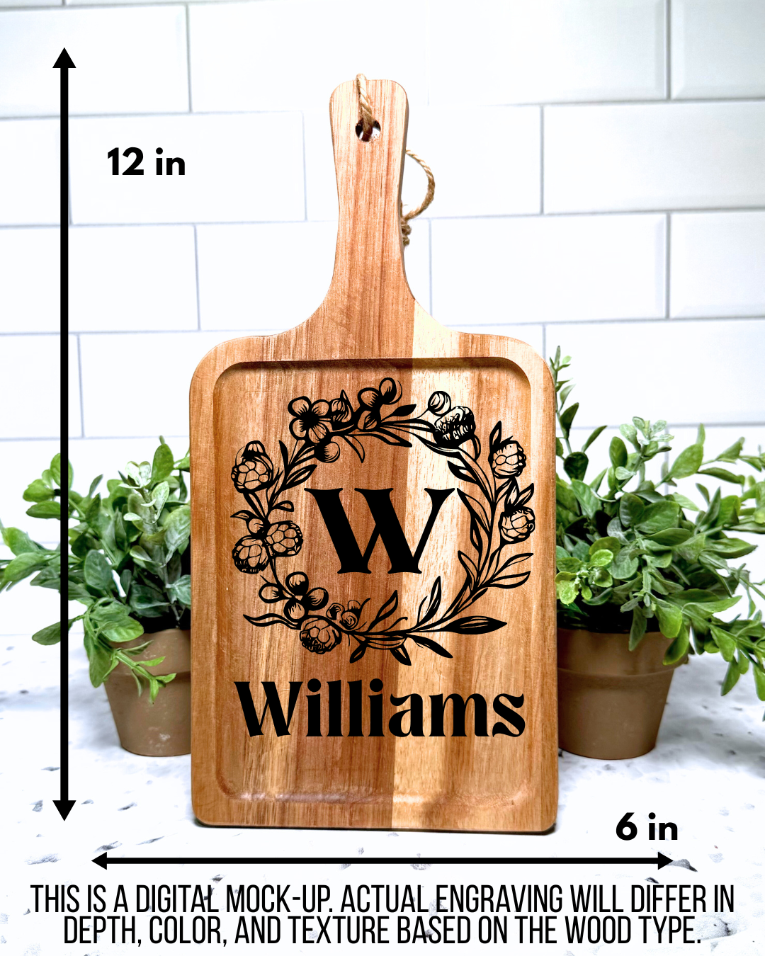 The Everyday Board CUSTOM Charcuterie and Cutting Board – 6" x 12" Acacia