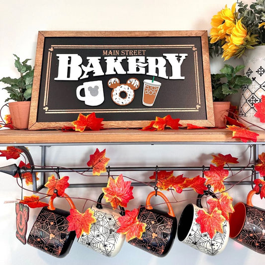 Main Street Bakery | Black | Hot & Iced Coffee | Park-Inspired Framed Sign