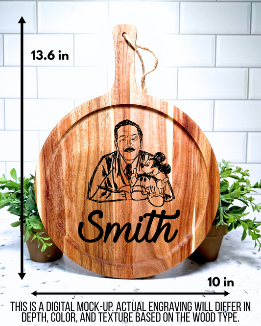 The Round Statement CUSTOM Charcuterie and Cutting Board – 13.6" x 10" Acacia Wood
