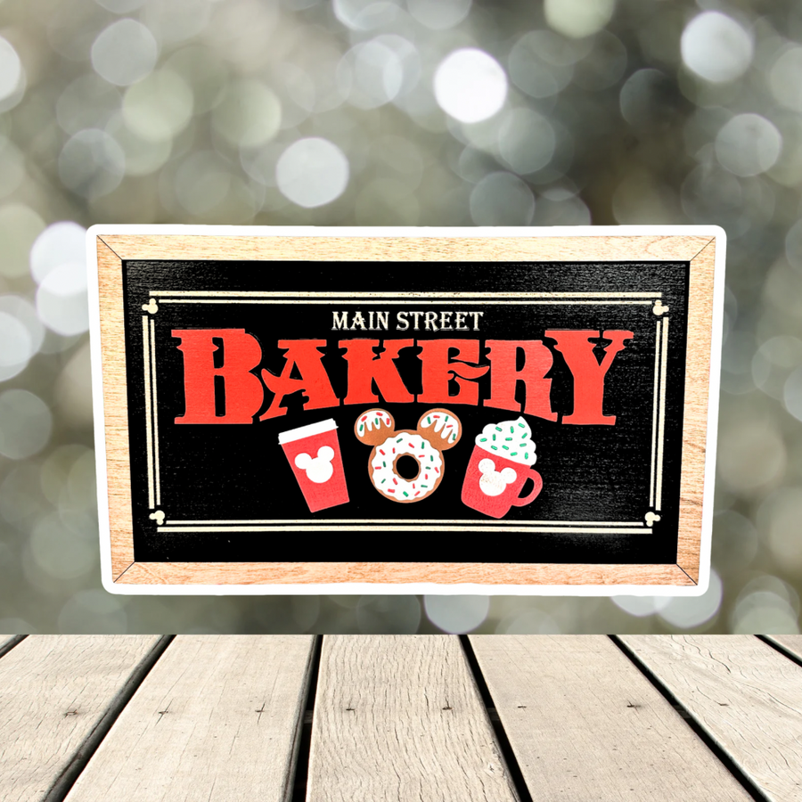 2024 Christmas Main Street Bakery | Black Background - Red Letters