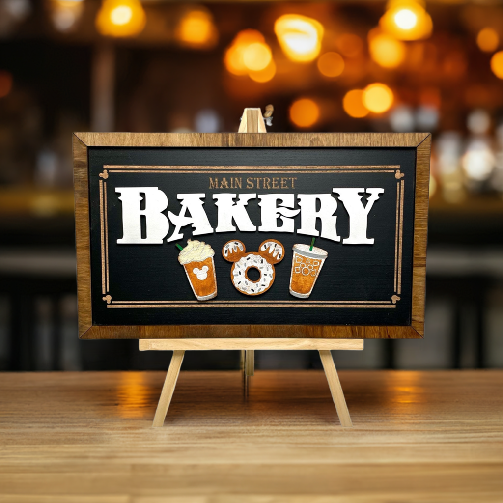 Main Street Bakery Park-Inspired Framed Sign | Blue