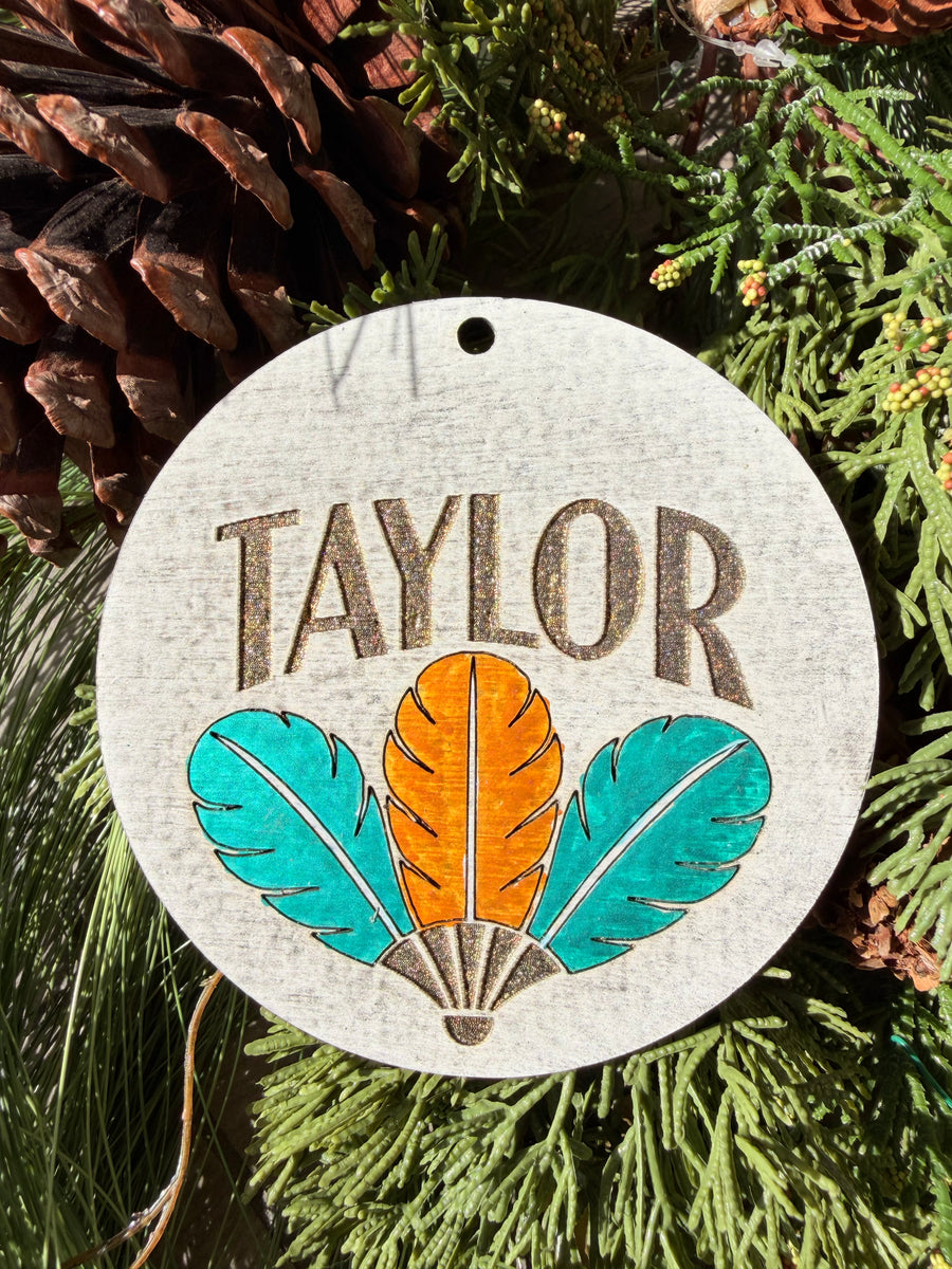 Taylor Feather Trio | Hand-Painted Round Ornament