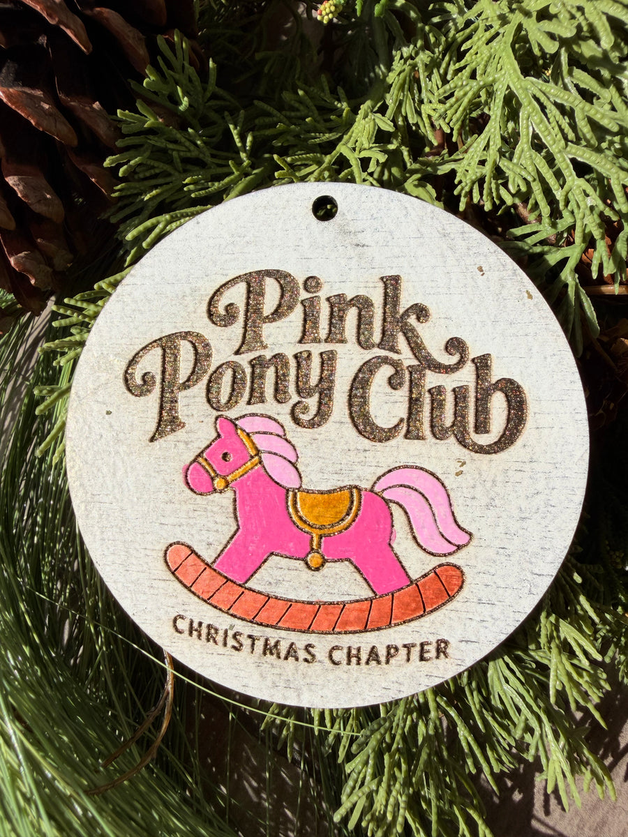 Pink Pony Club Christmas Chapter | Hand-Painted Round Ornament