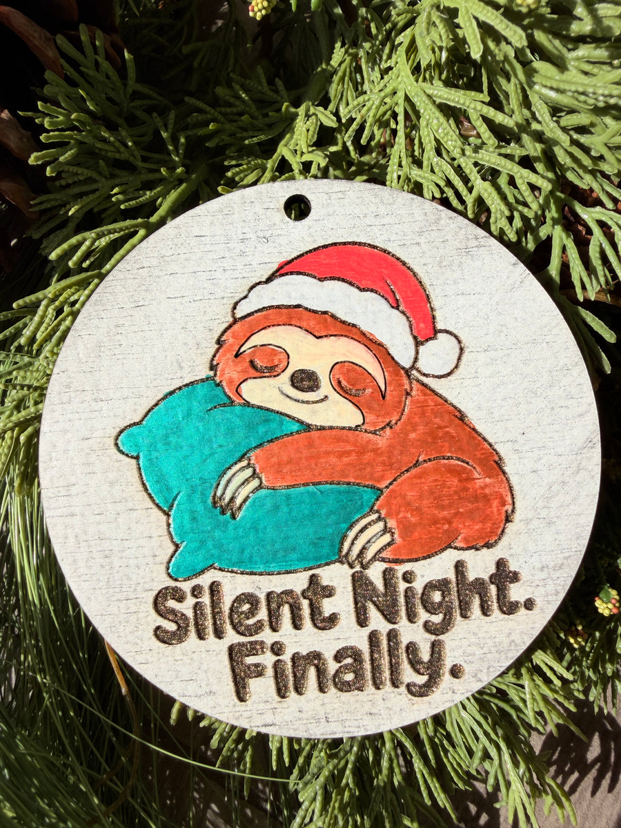 Silent Night. Finally. | Hand-Painted Round Ornament