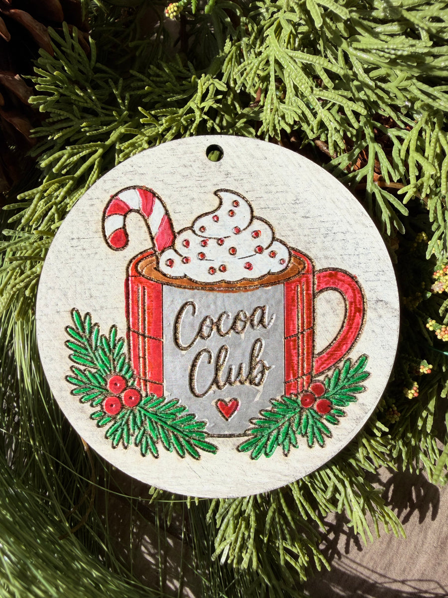 Cocoa Club | Hand-Painted Round Ornament