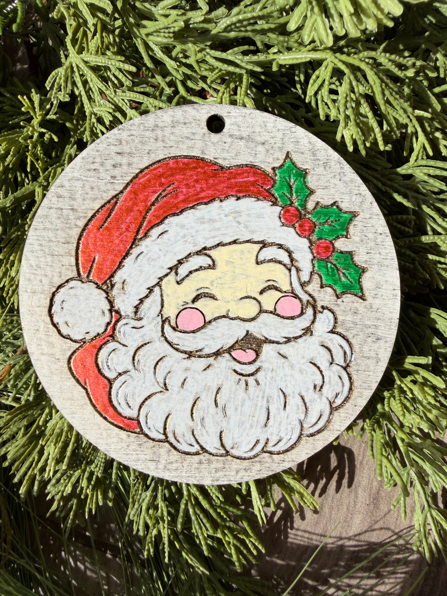 Jolly Santa | Hand-Painted Round Ornament