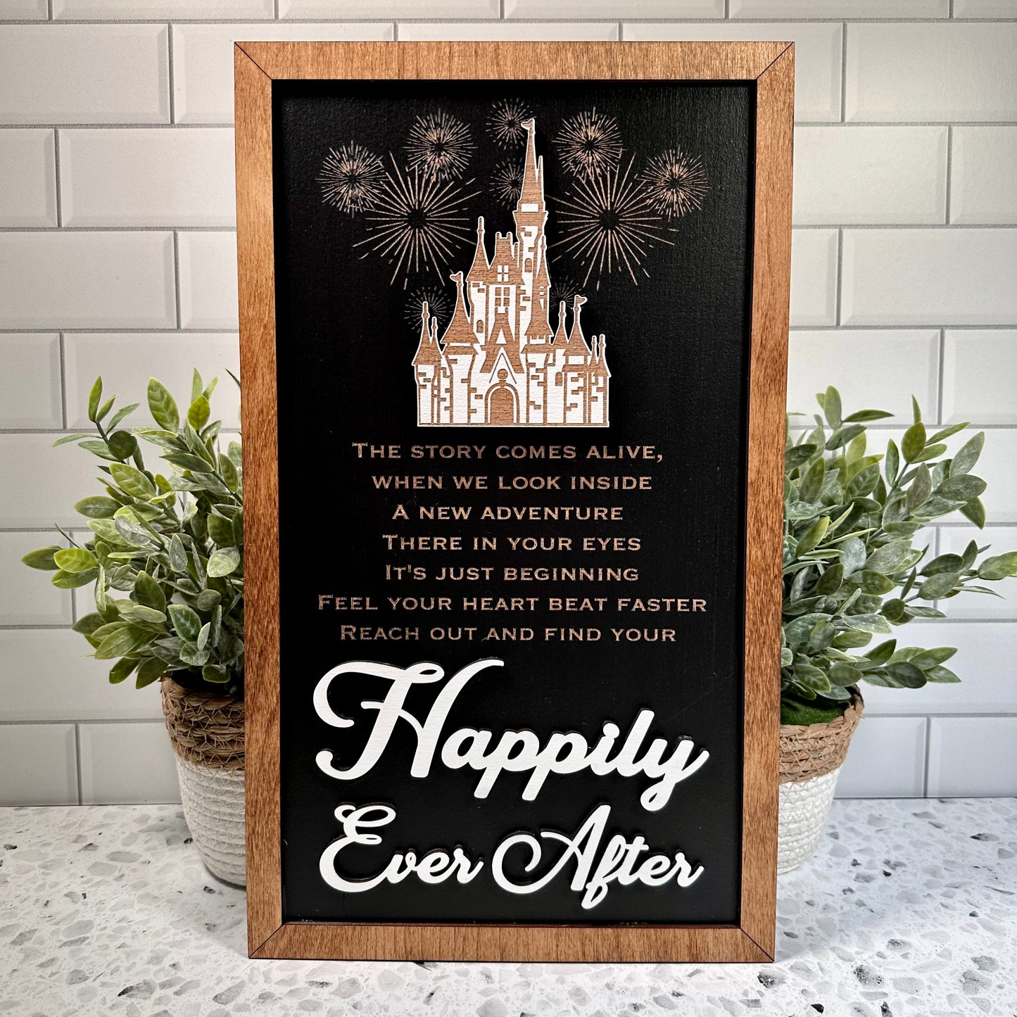 Reach Out & Find Your Happily Ever After | Park-Inspired Framed Sign