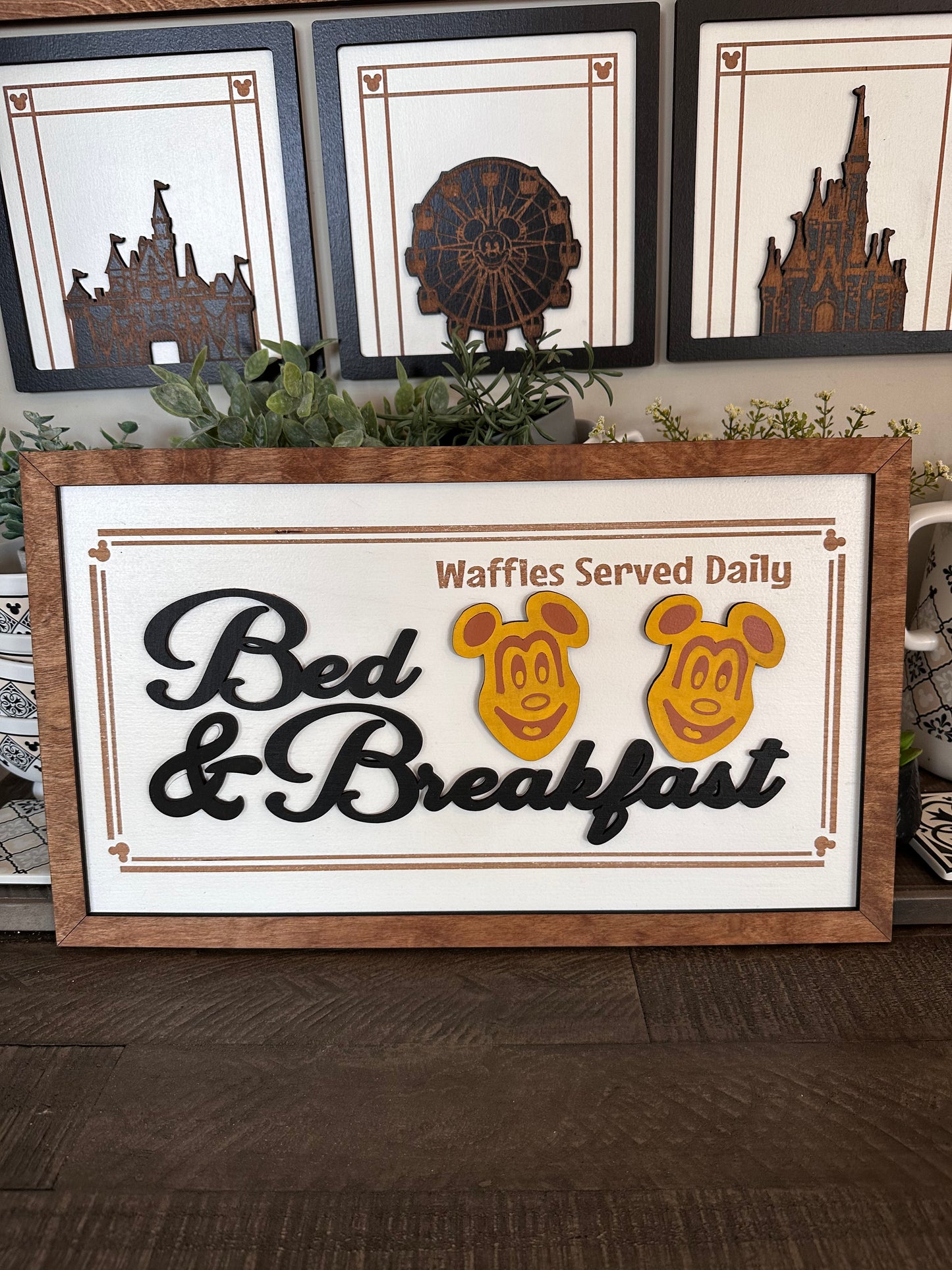 Waffle Bed and Breakfast Park-Inspired Framed Sign