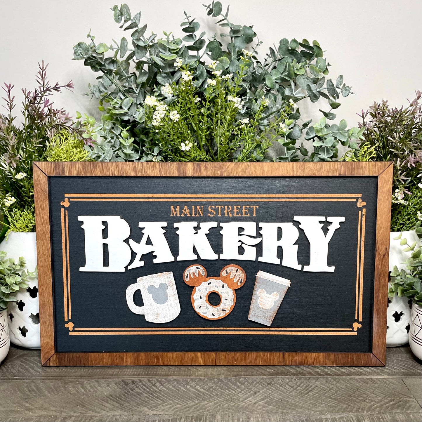 Main Street Bakery Park-Inspired Framed Sign - Black & White