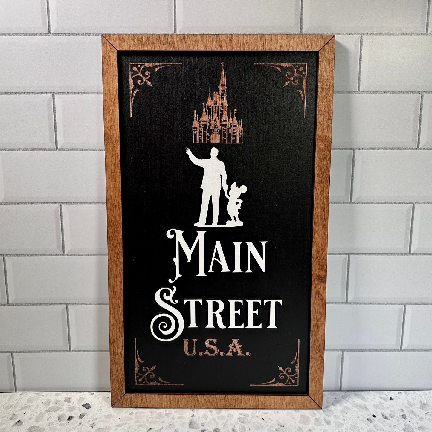 Walking Down Main Street U.S.A. Park-Inspired Framed Sign