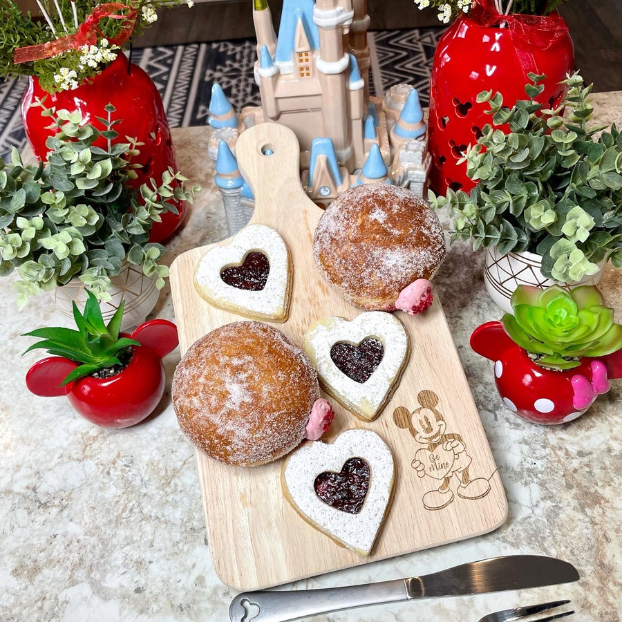 Be Mine Mouse Wooden Bread / Charcuterie Cutting Board with Handle