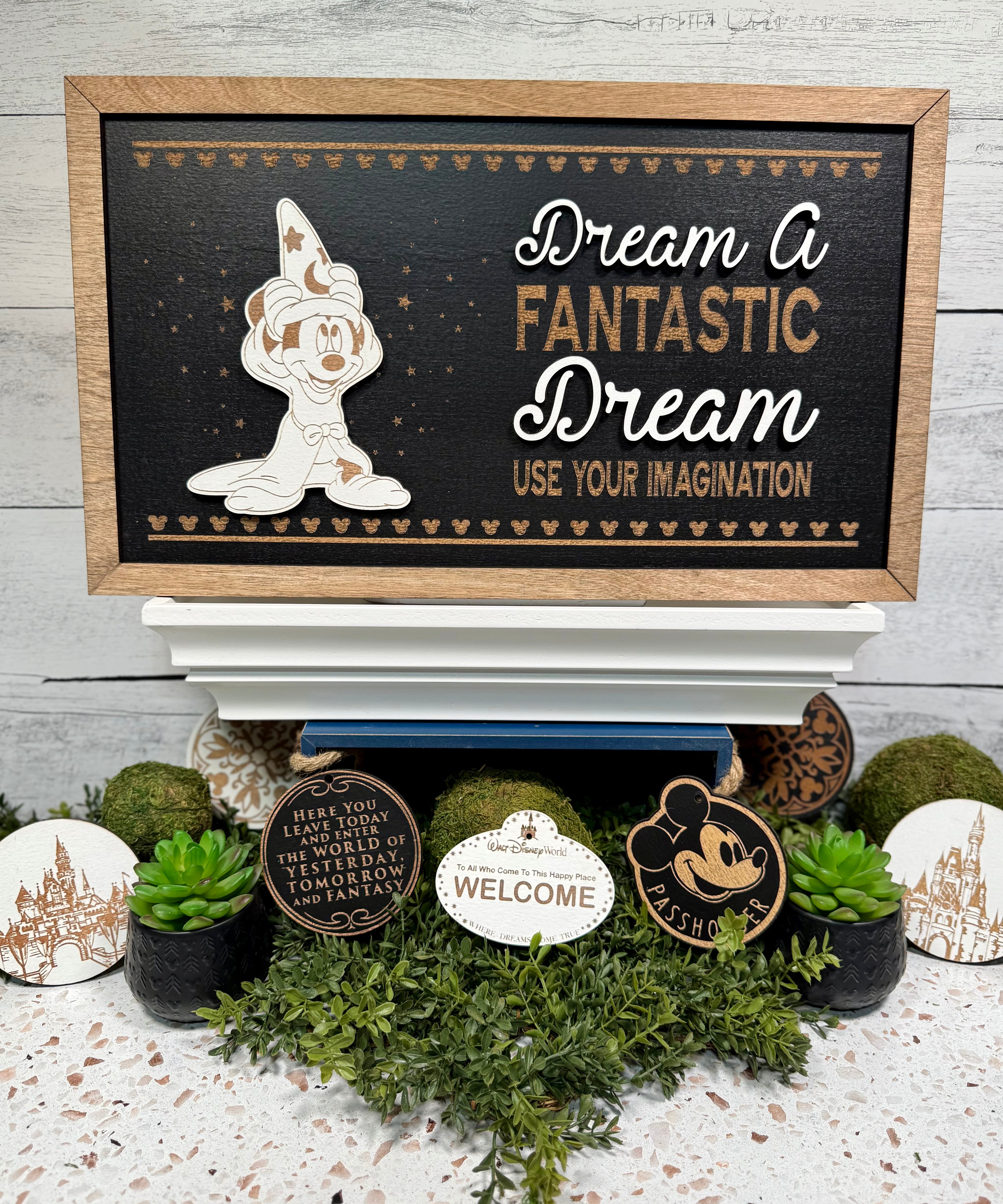 Dream A Fantastic Dream | Sorcerer Apprentice Framed Sign - Handmade by JRW Design Co.