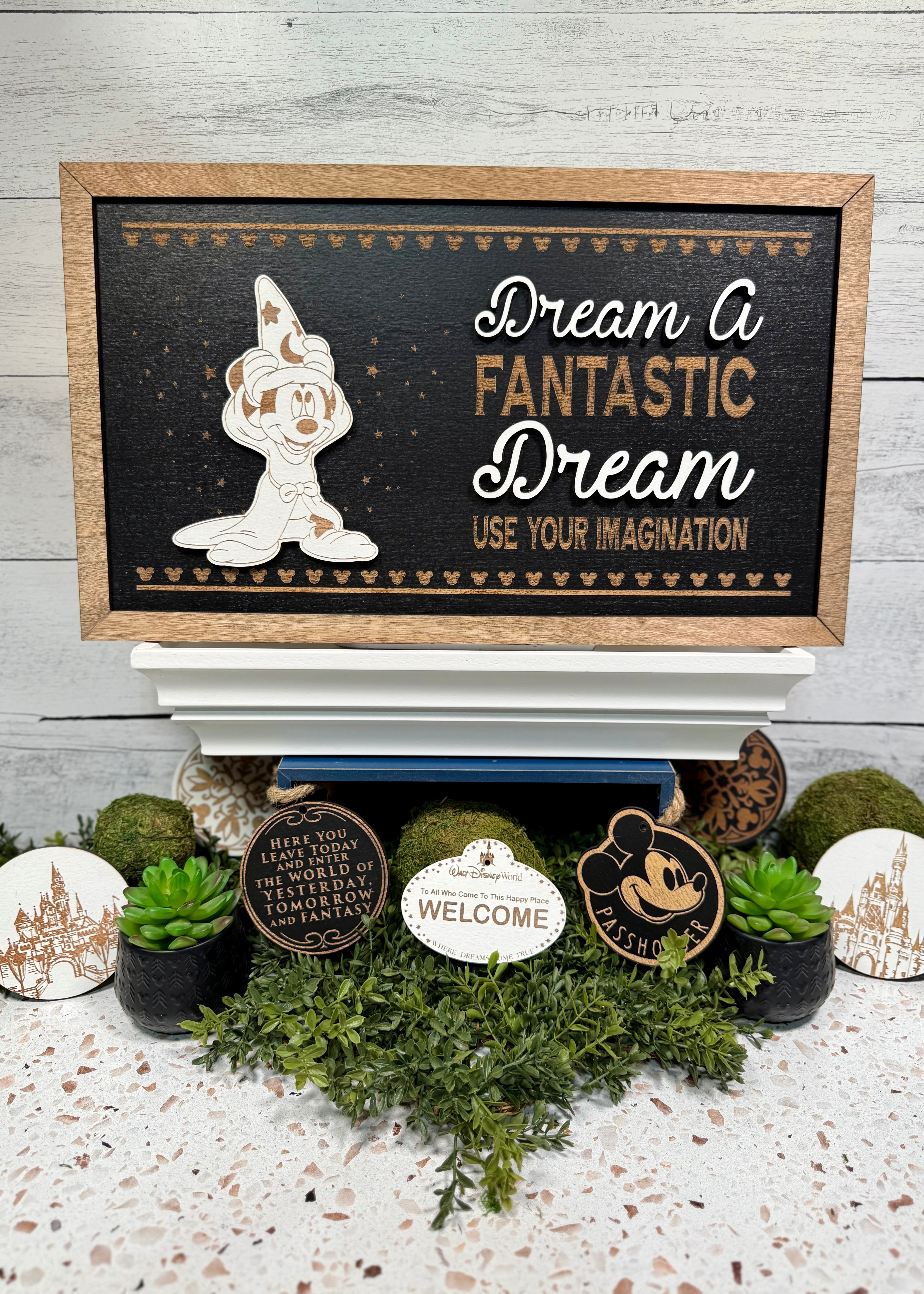 Dream A Fantastic Dream | Sorcerer Apprentice Framed Sign - Handmade by JRW Design Co.