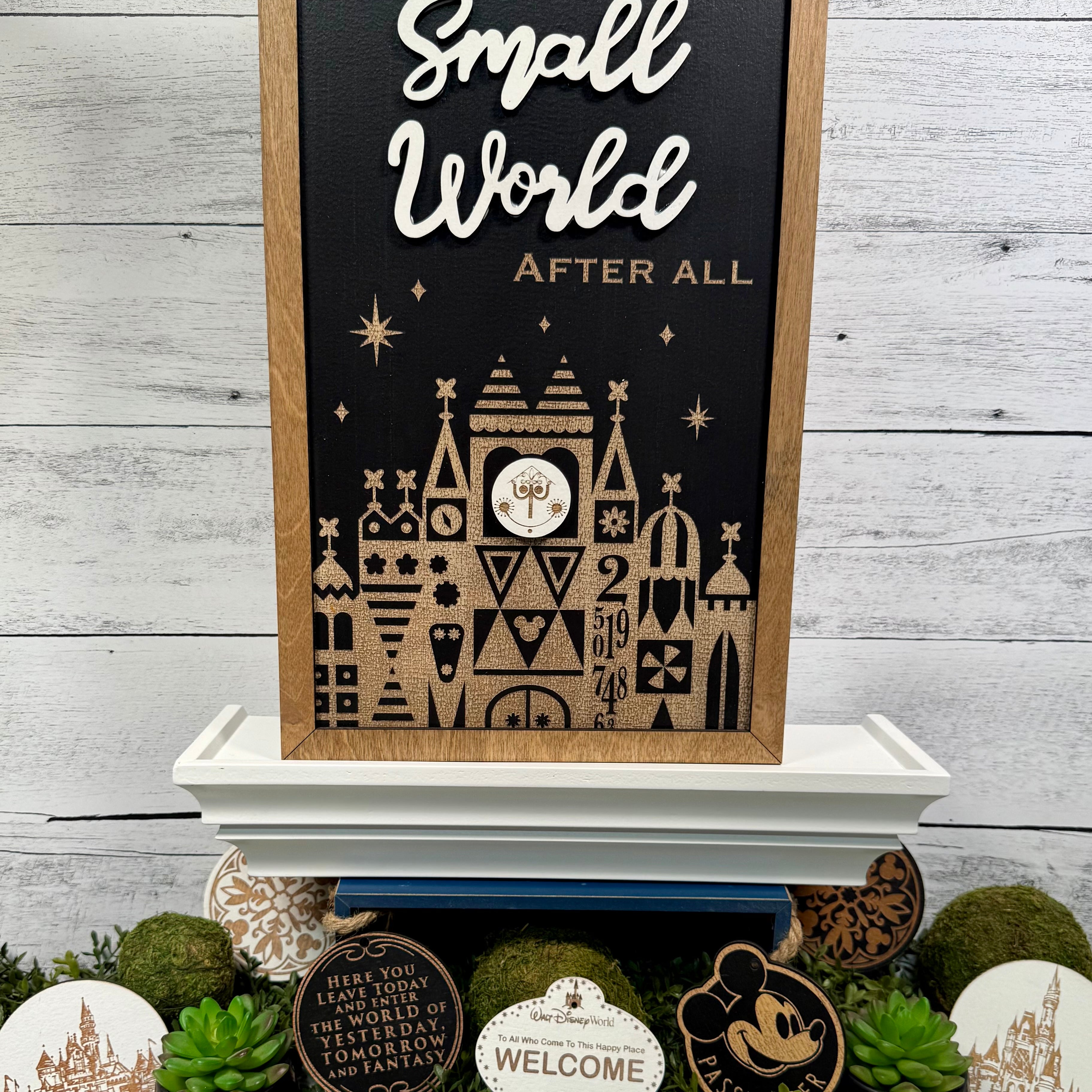 It's A Small World After All | Clocktower Facade Framed Sign - Handmade by JRW Design Co.