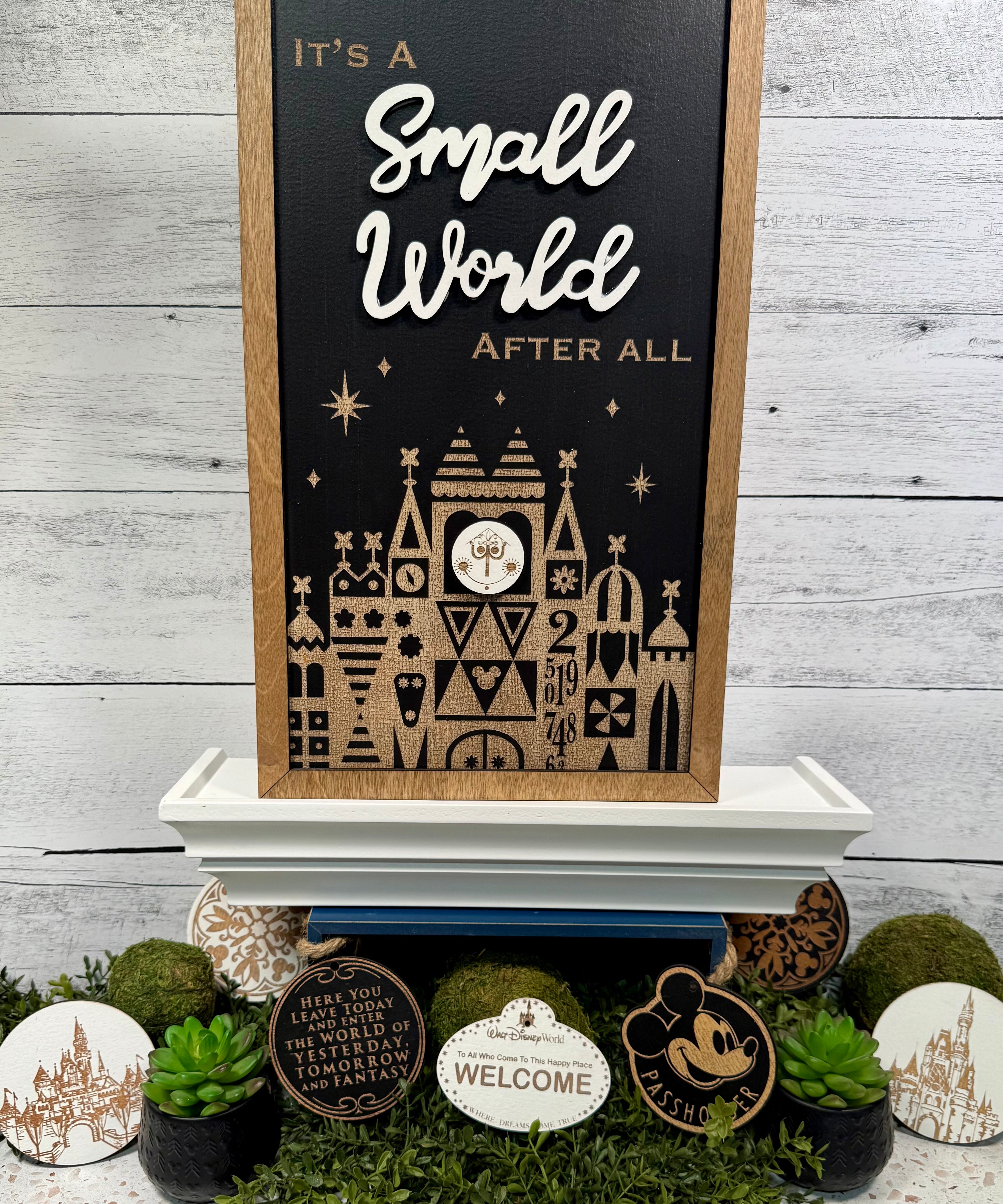 It's A Small World After All | Clocktower Facade Framed Sign - Handmade by JRW Design Co.