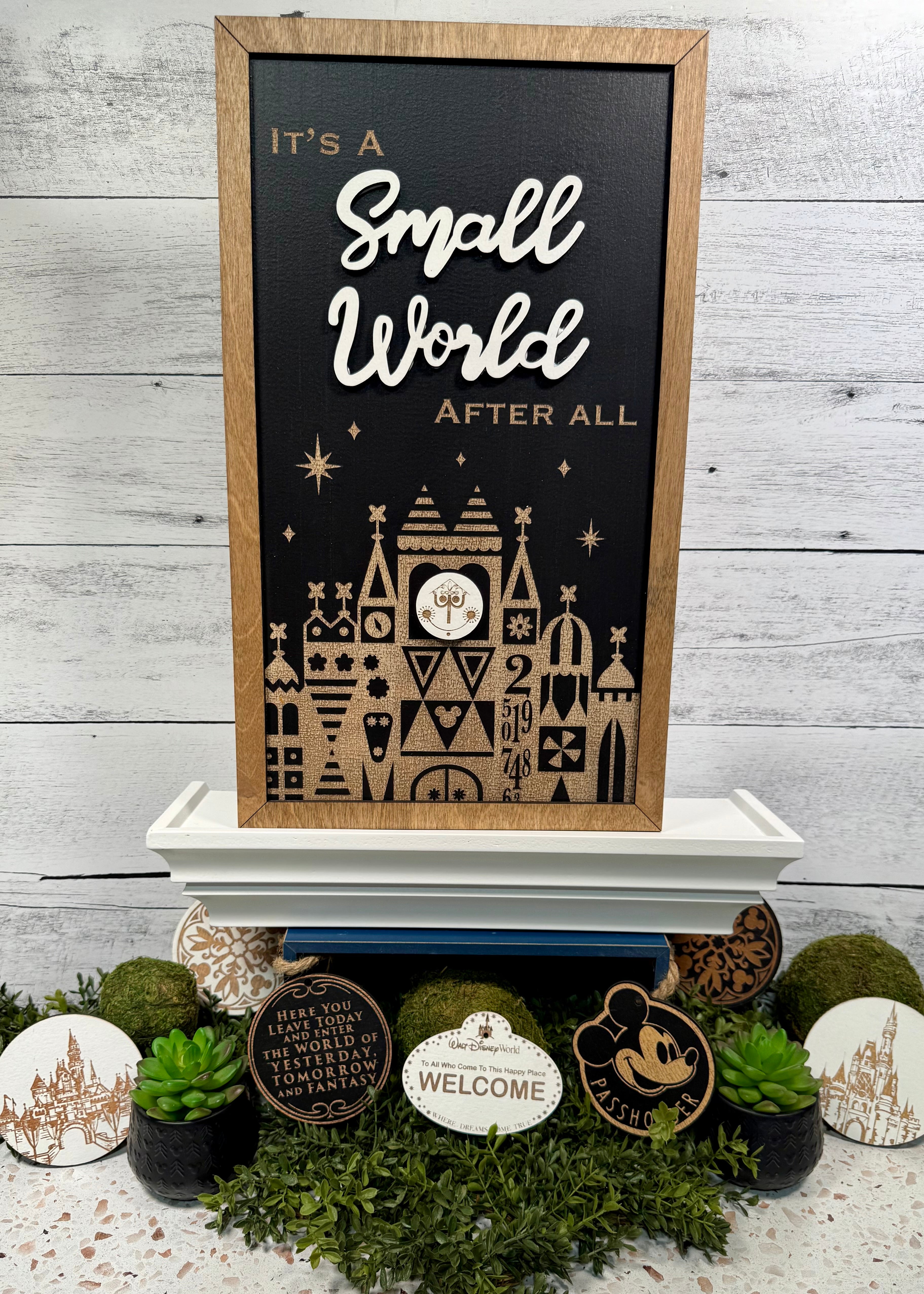 It's A Small World After All | Clocktower Facade Framed Sign - Handmade by JRW Design Co.