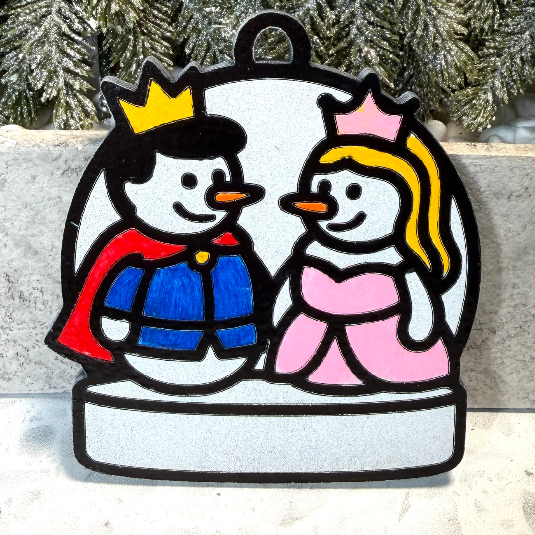 Royal Slumber Snowman Couple Ornament—Personalize
