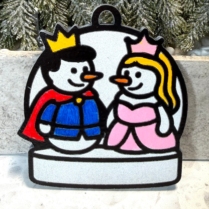 Royal Slumber Snowman Couple Ornament—Personalize