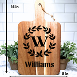 The Classic Paddle CUSTOM Charcuterie and Cutting Board – 8" x 14" Acacia