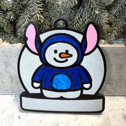 Blue Mischief Snowman Ornament—Personalize