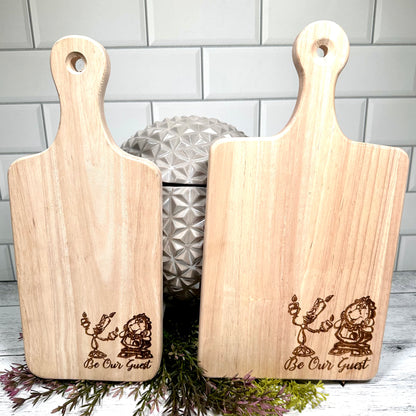 Be Our Guest Wooden Bread / Charcuterie Cutting Board with Handle